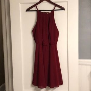 Miami Highneck Aline Maroon Dress